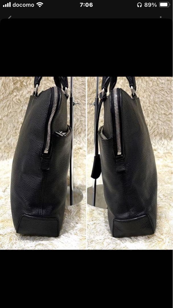 【山崎パンさま用】アニアリブリーフケースウェーブレザー　クロシェット　ブラック