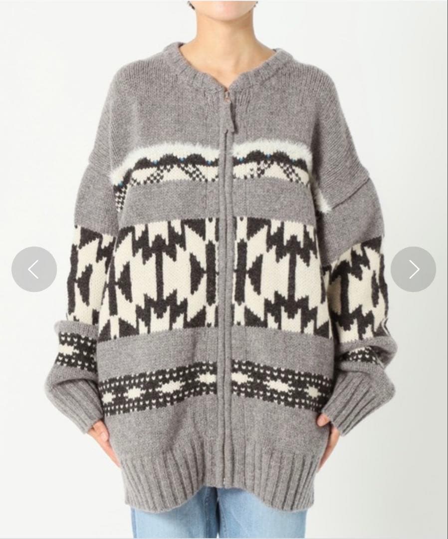 美品　FRAMeWORK ジャガードZIPカーディガン フレームワーク