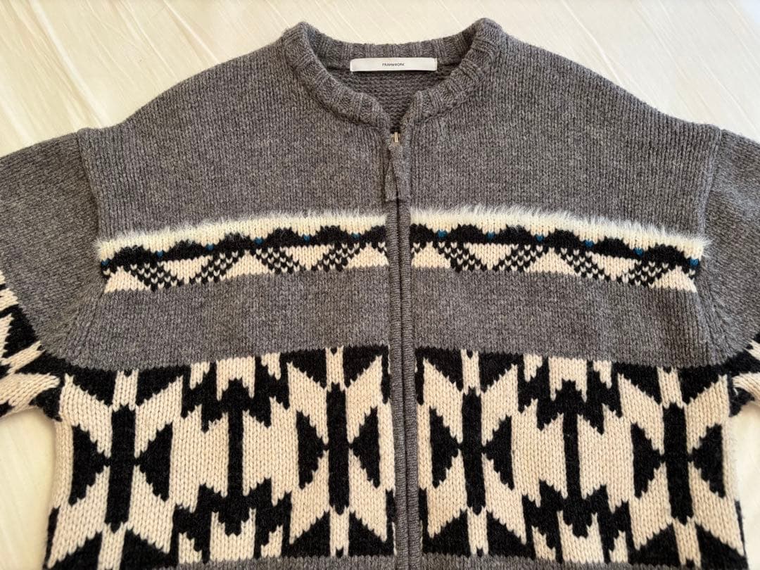 美品　FRAMeWORK ジャガードZIPカーディガン フレームワーク