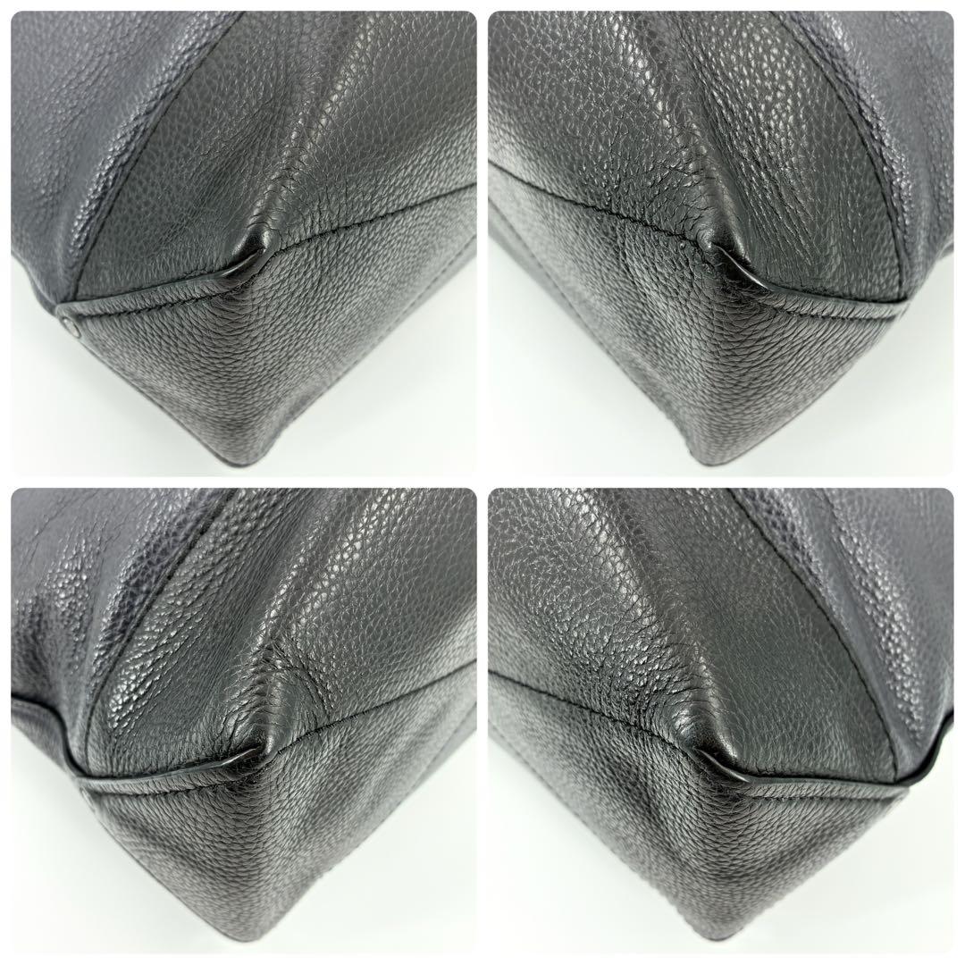 美品 COACH コーチ トートバッグ A4収納 シボ革 レザー ブラック 黒色