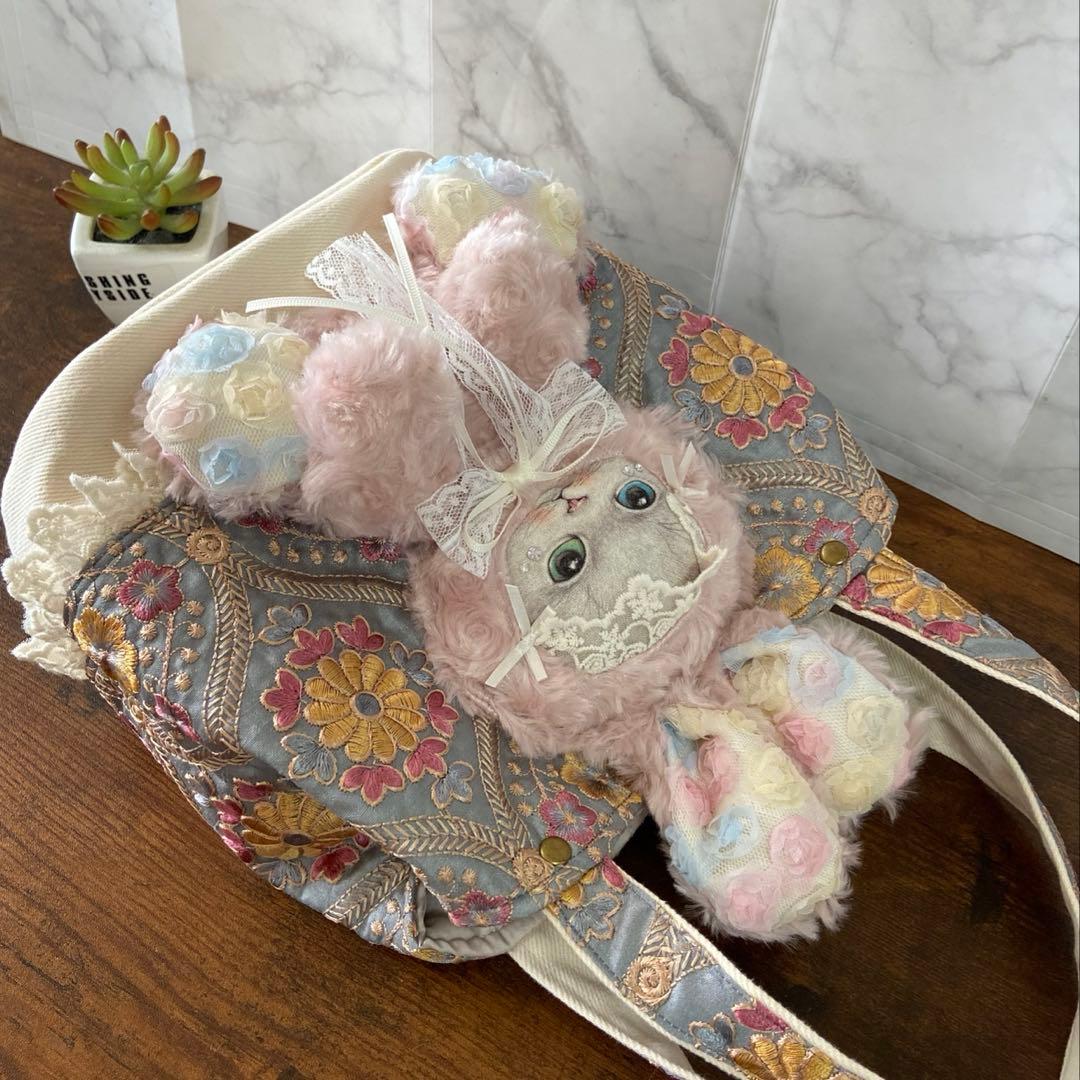 ☆*☆様 コヤンイサムチョン 【インド刺繍フリルバッグ】扇形 トートバッグ ハン