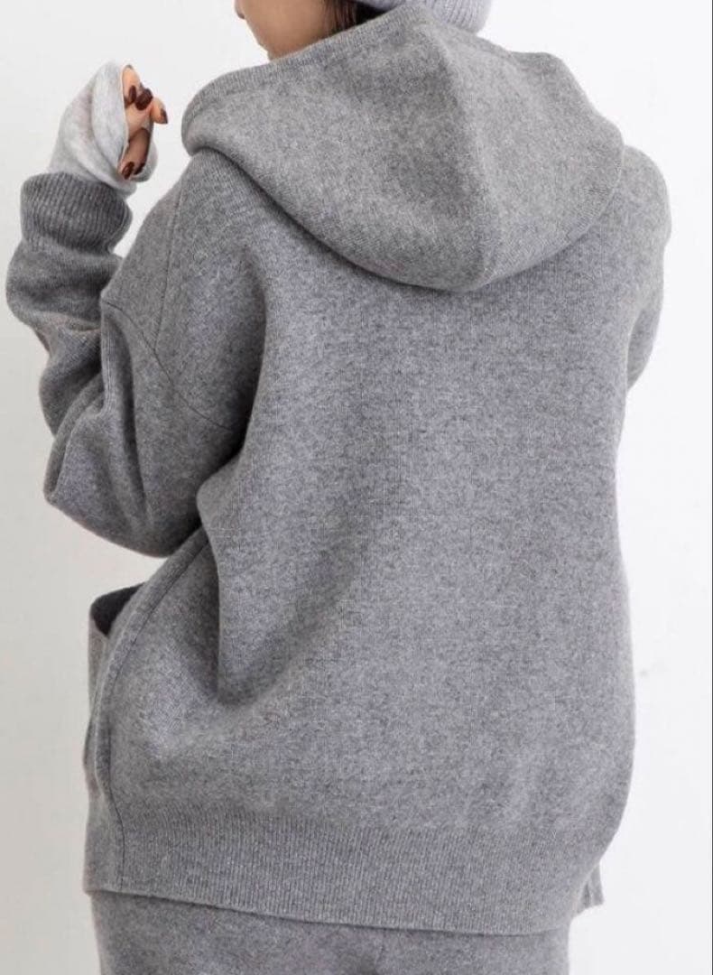 トップス L'Appartement GRAY KNIT HOODIE PARKA