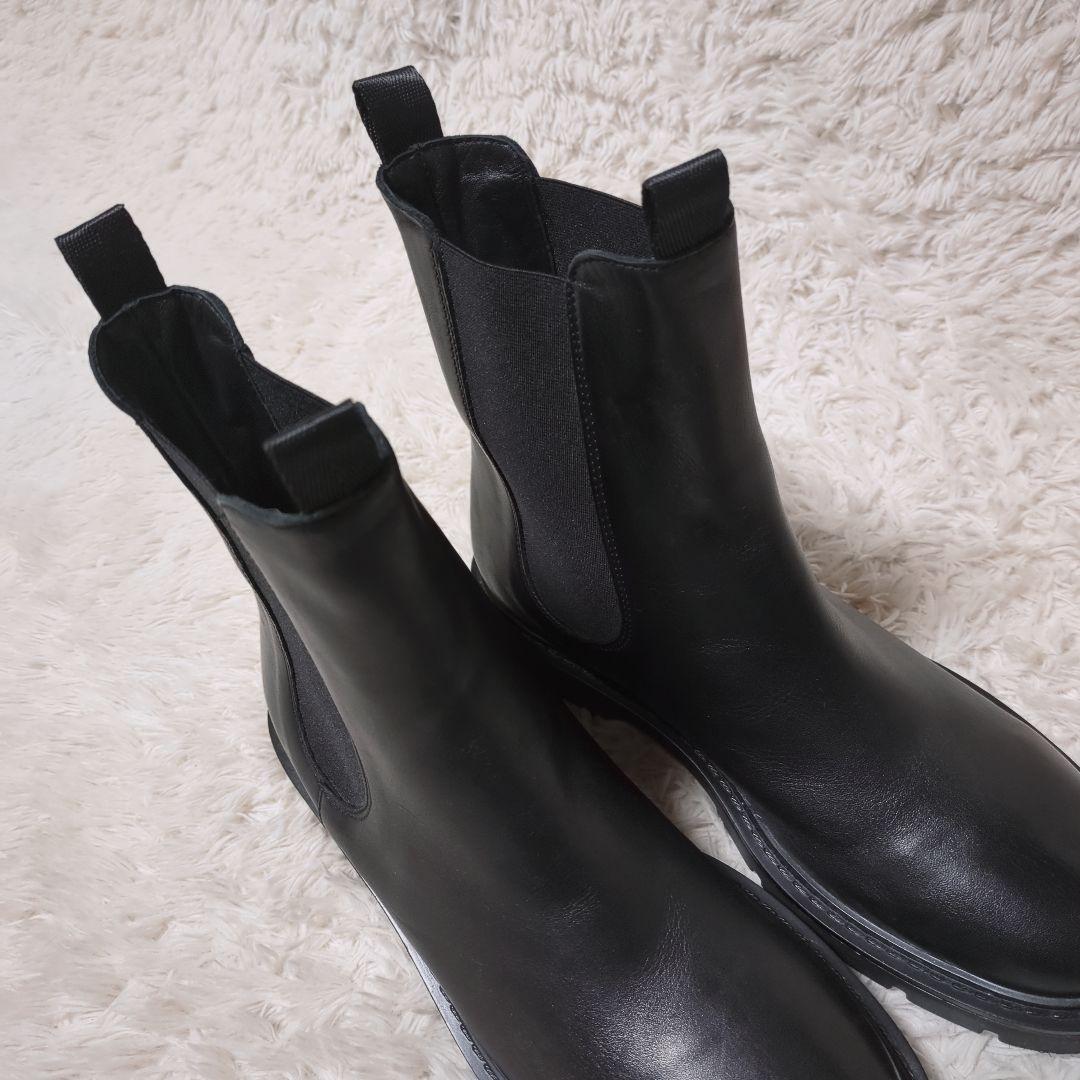 試着のみ！CARMENS　レザーサイドゴアブーツ　25cm　黒　イタリア製