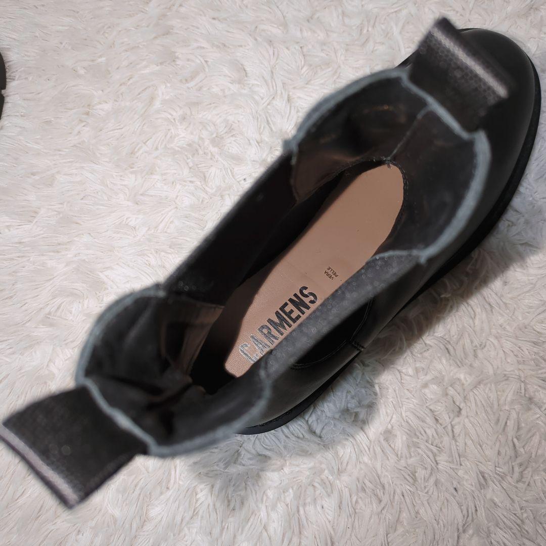 試着のみ！CARMENS　レザーサイドゴアブーツ　25cm　黒　イタリア製