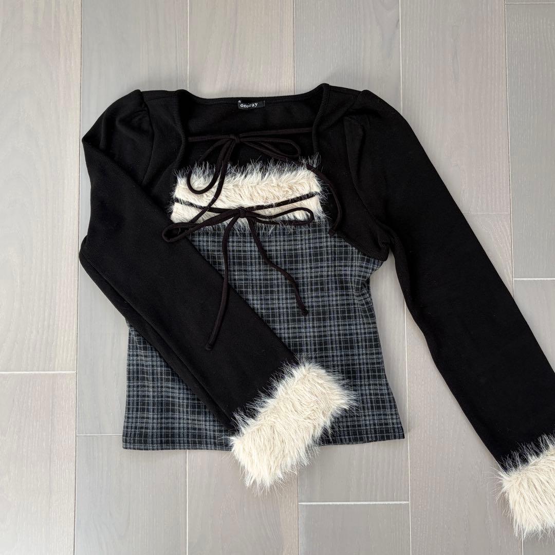 oneway ファー付きボレロ風トップス ブラック系その他 ヲタク 参戦服