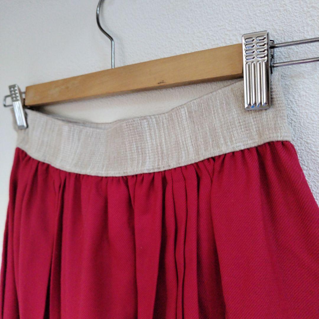 オニールオブダブリン ウール プリーツ入り ロングスカート アイルランド製 赤