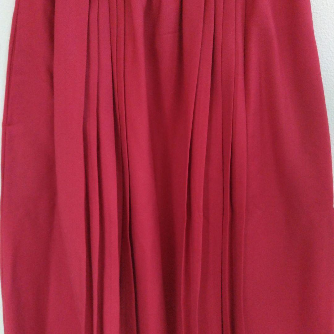 オニールオブダブリン ウール プリーツ入り ロングスカート アイルランド製 赤