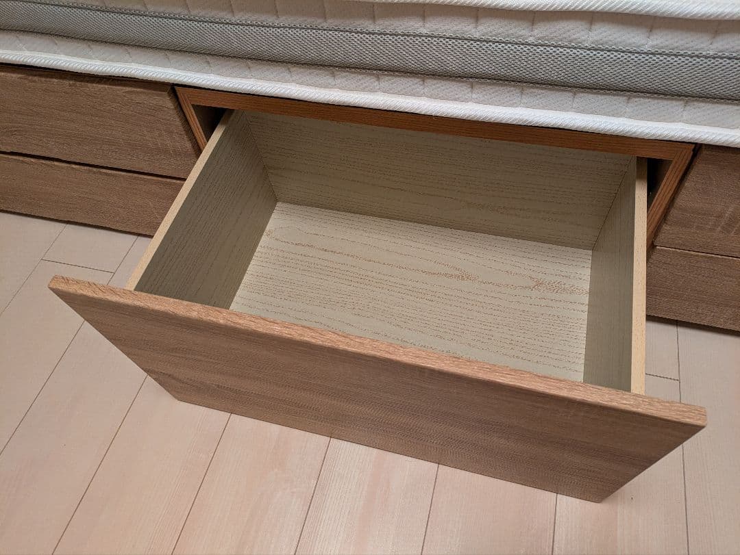 【はすぼお】 セミシングルベッドフレーム・マットレス付き・収納あり