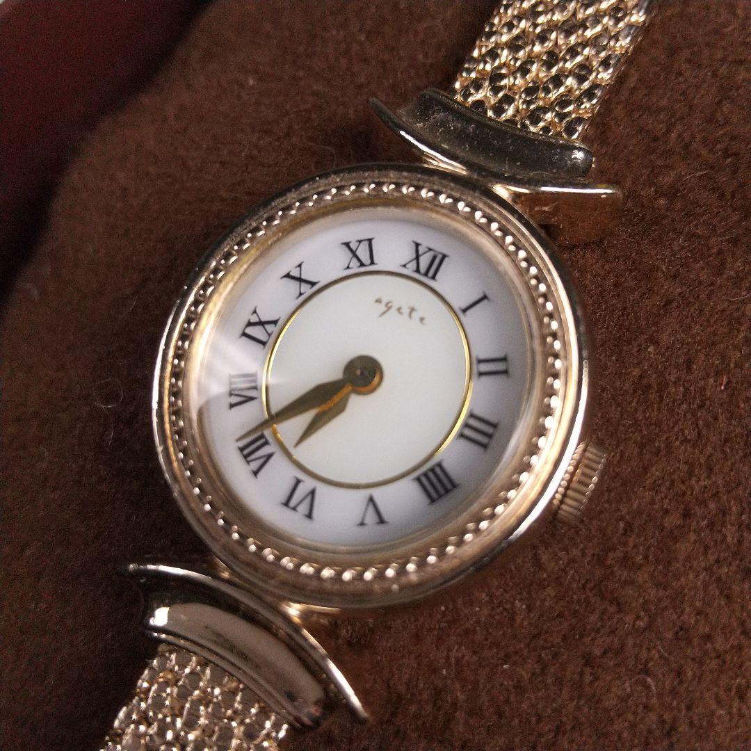 ✨極美品✨ageteアガット ソーラー 金 ゴールドラウンド腕時計レディース