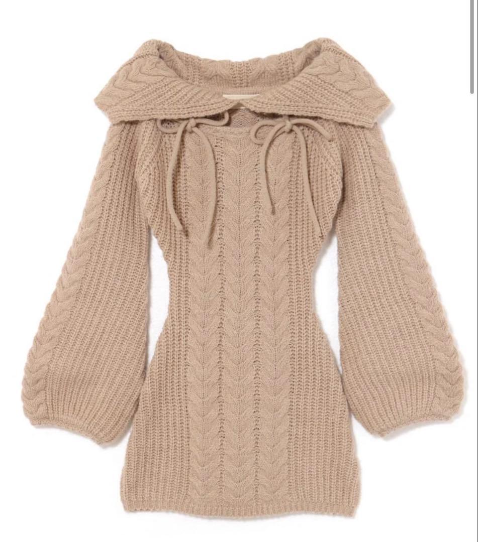 andmary Aura cable knit tops リボンケーブルニット