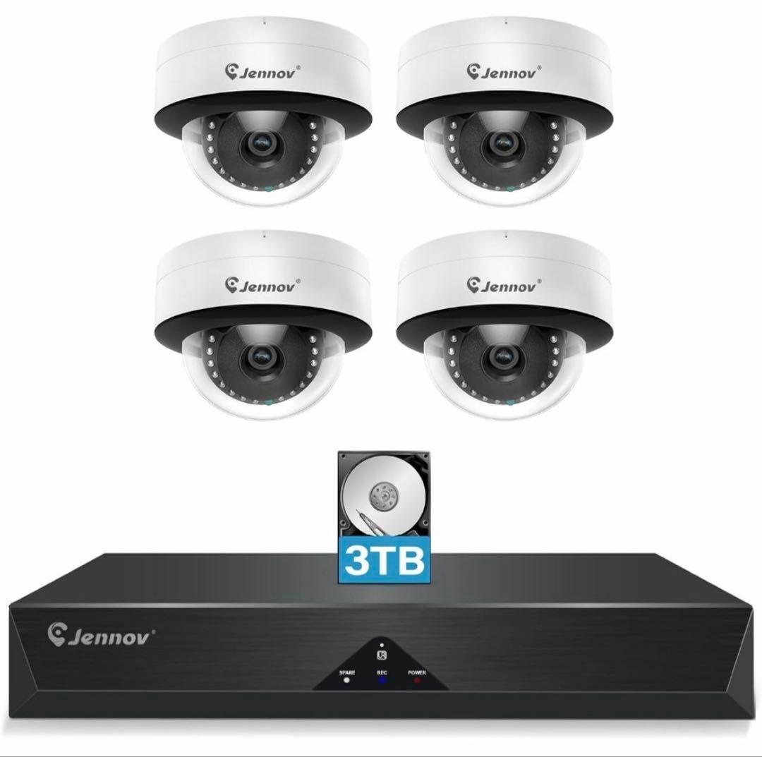 【800万画素対応】防犯カメラ屋外 poe 人体&車両検知機能 3TBHDD内蔵