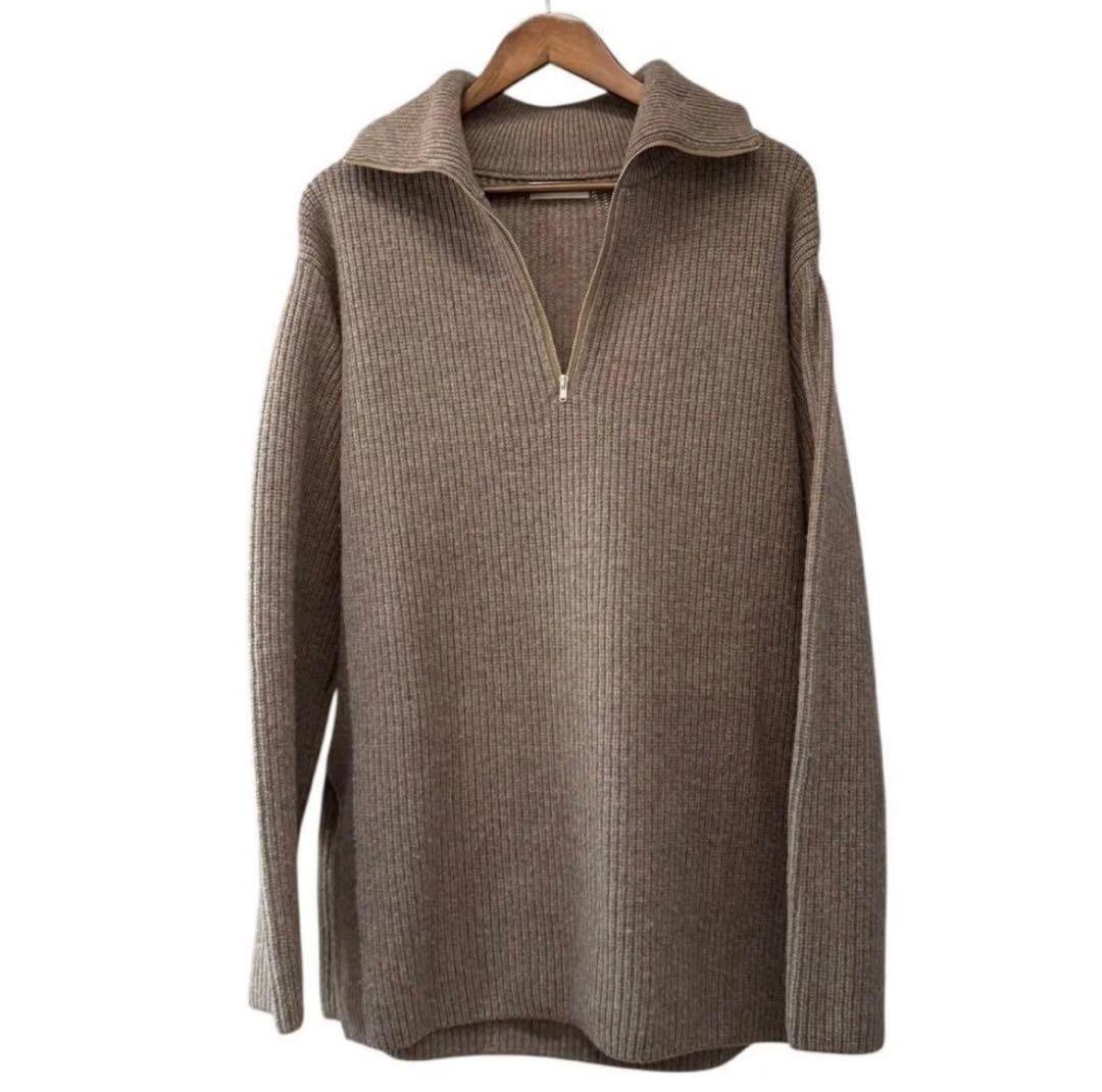 エイトン ATON ブラウン ハイネック セーター