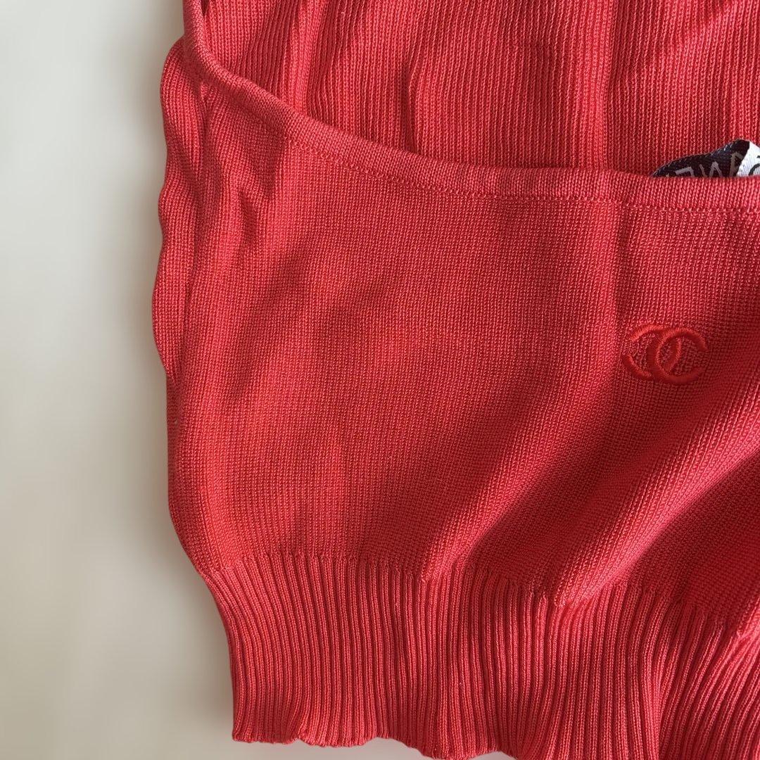 CHANEL BOUTIQUE 赤 リブ編み ホルターネック　キャミソール