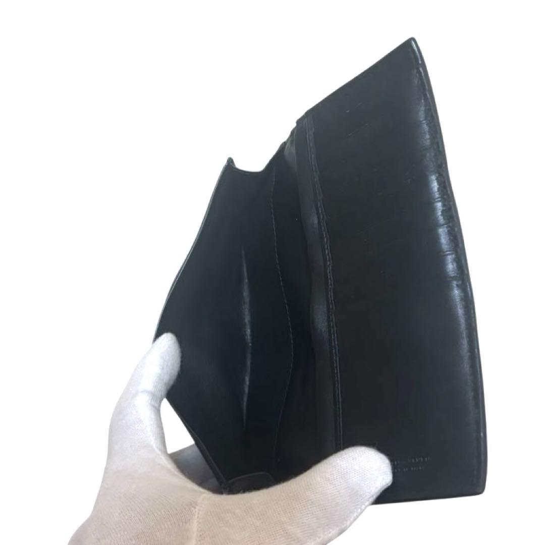 ボッテガヴェネタ　長財布　札入れ　レザー　ブラック　イントレチャート　フラップ