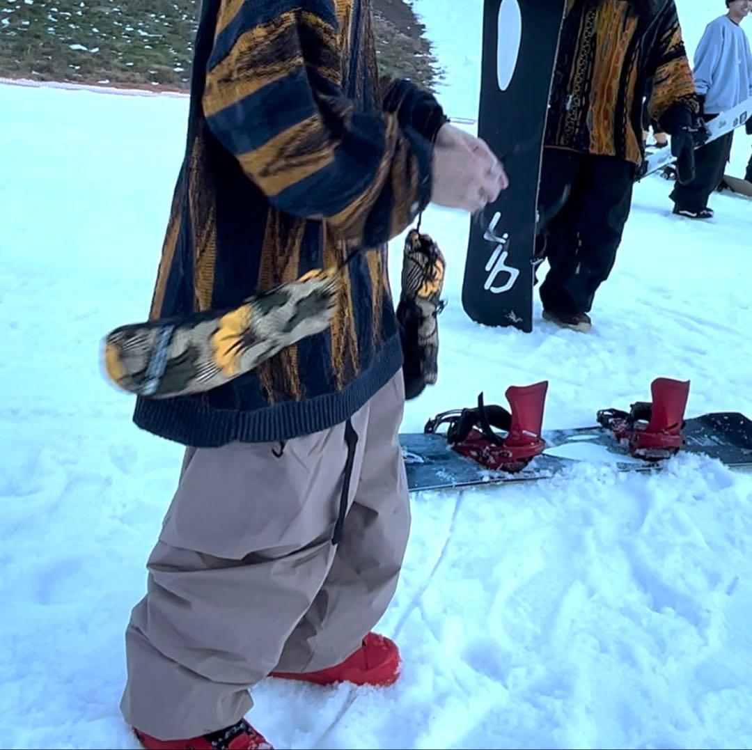 MAHF ワイドスノーパンツ　ベージュ　ウエスト調整可能