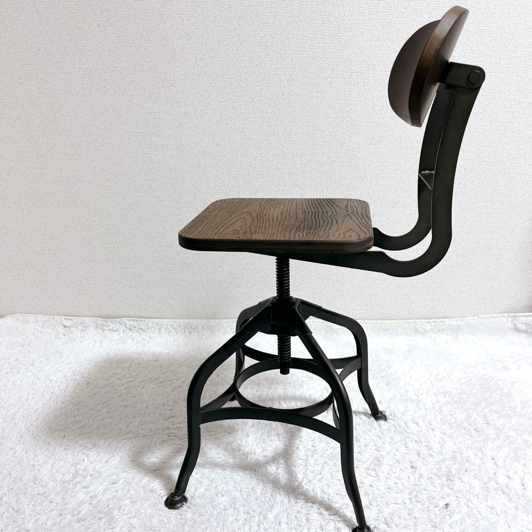 美品✨インダストリアルカウンターチェア　高さ調節可　アンティーク回転椅子　工業系