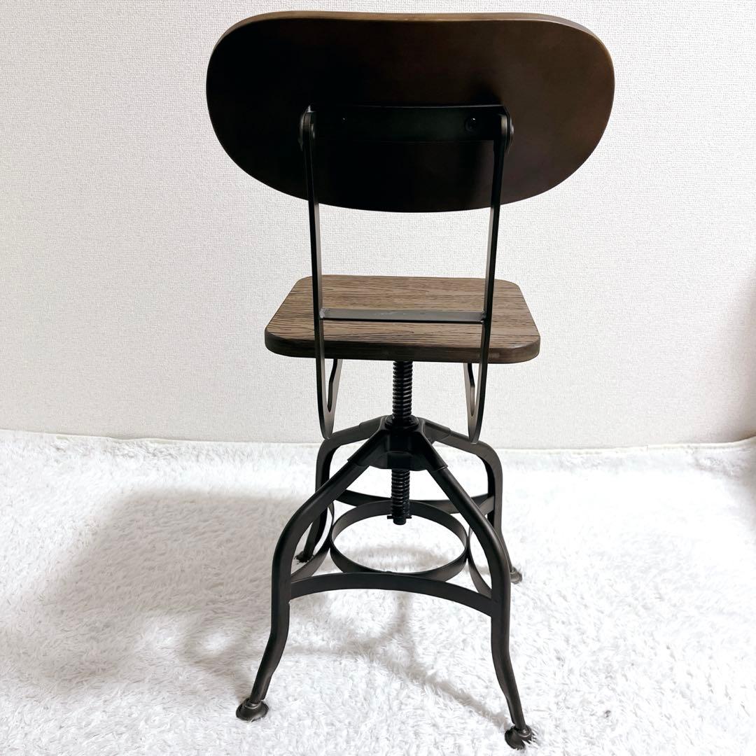 美品✨インダストリアルカウンターチェア　高さ調節可　アンティーク回転椅子　工業系