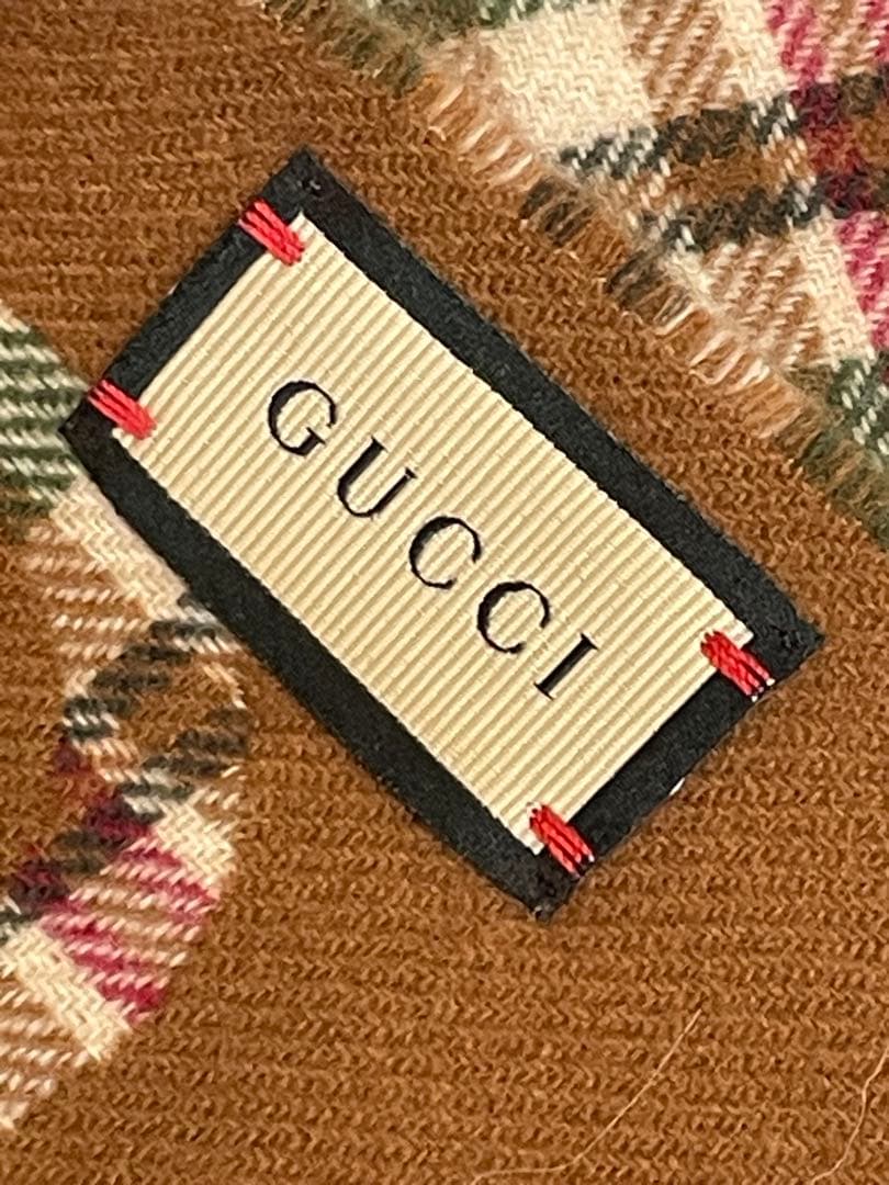 【美品】GUCCIグッチ ウール/カシミヤ　チェック　マフラー　❤︎