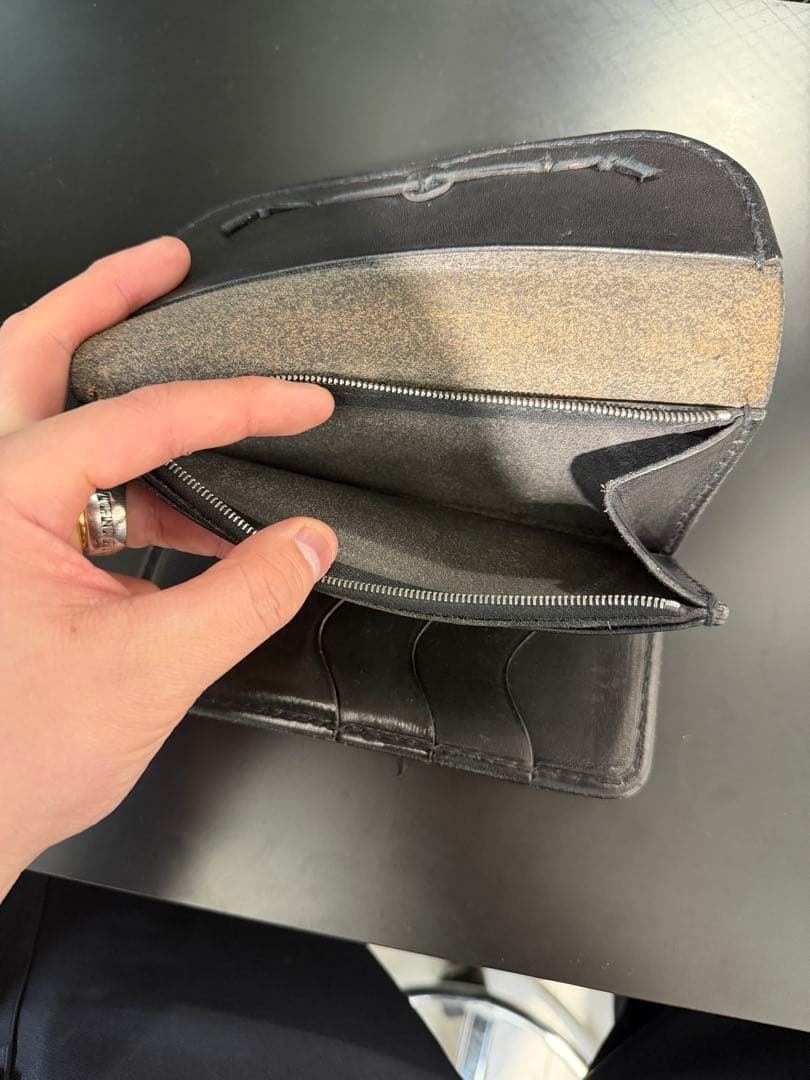 goro's ゴローズ 三つ折り長財布(黒) svコンチョ小　アポロコンチョ