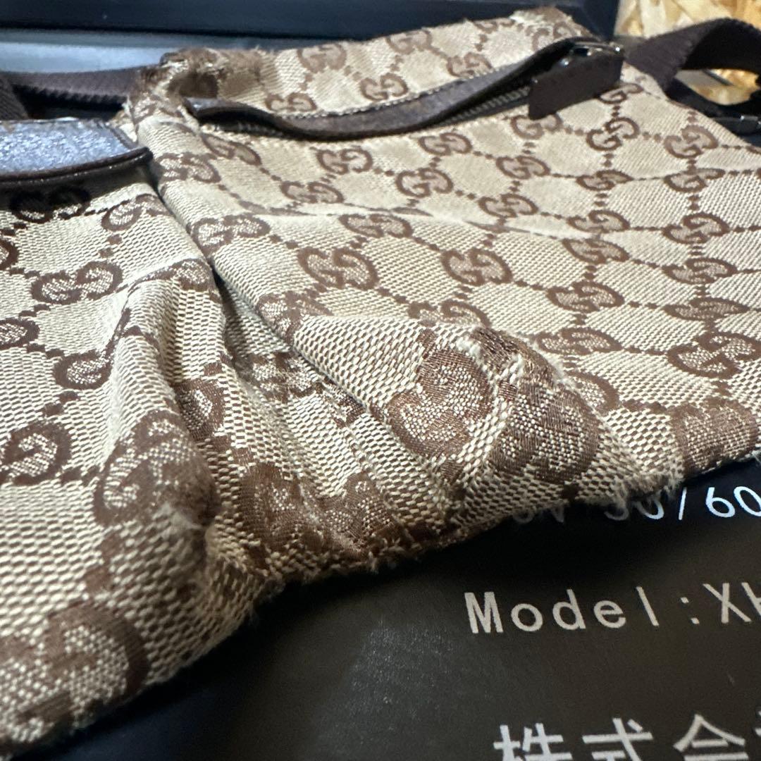 グッチ ボディバッグ GG柄 ジャガード キャンバス レザー ベージュ
