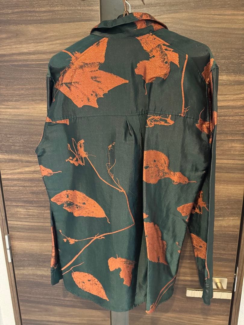 BED J.W. FORD 長袖シャツ 黒とオレンジの葉柄　サイズ1