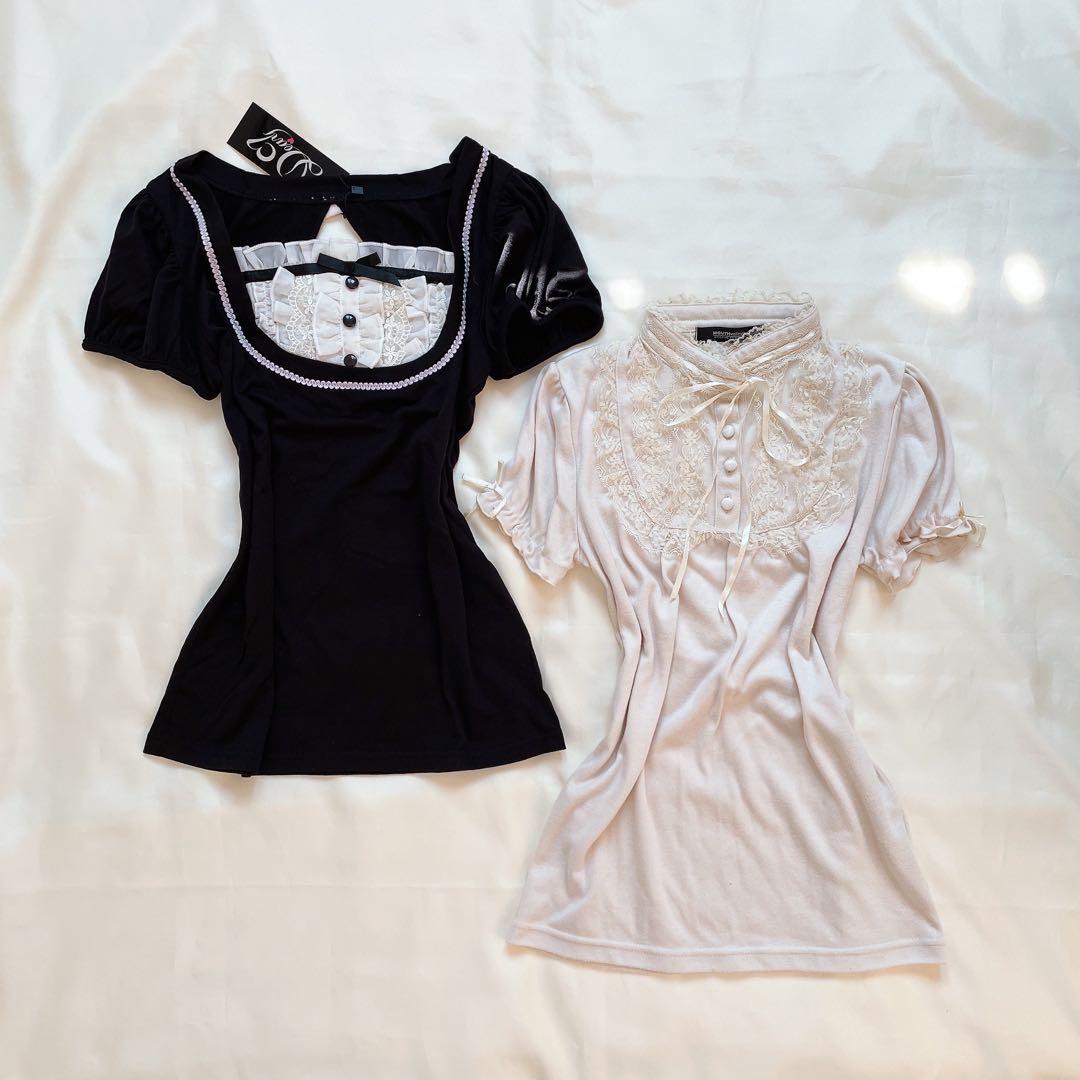 夢展望など ブラック リボン レース 6点まとめ売り 春夏 バラ売り不可 白 黒