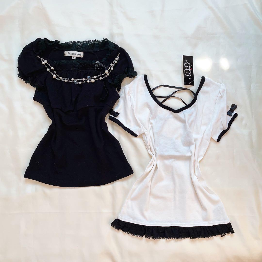 夢展望など ブラック リボン レース 6点まとめ売り 春夏 バラ売り不可 白 黒