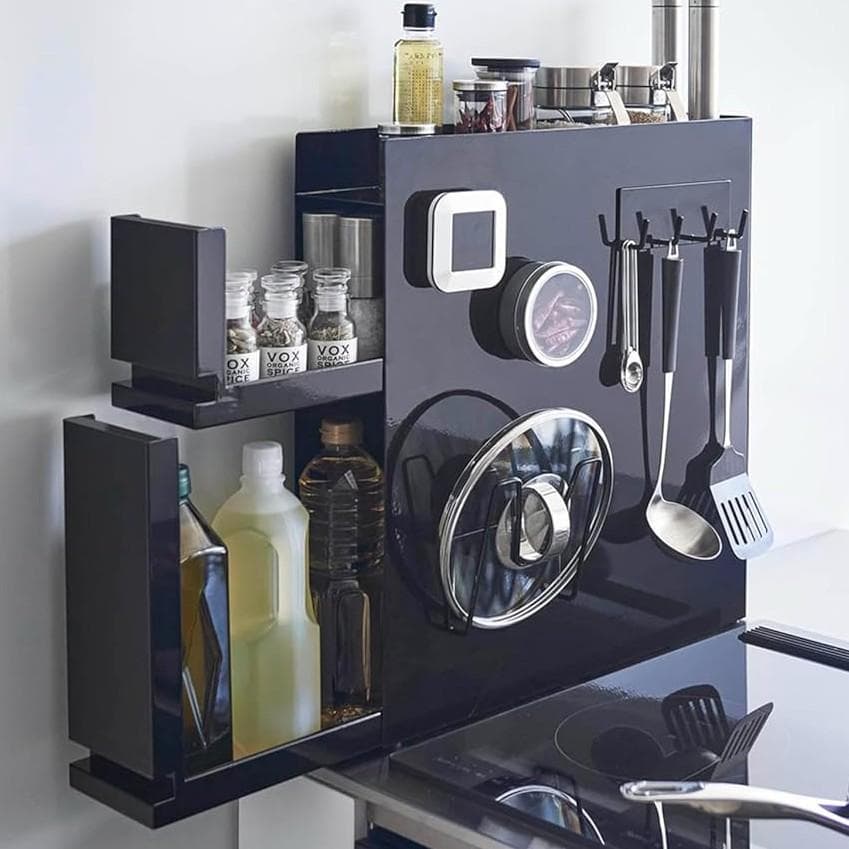 tower 隠せる調味料ラック 2段 引き出し式 山崎実業　黒