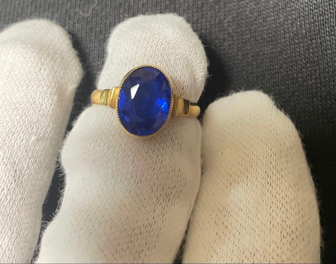 イングランドブルートパーズリング　18金　11号　送料無料！