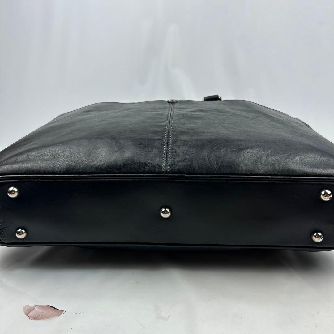 【美品】ソメスサドル　ビジネスバッグ　2way レザー　ロゴ金具　シルバー　黒