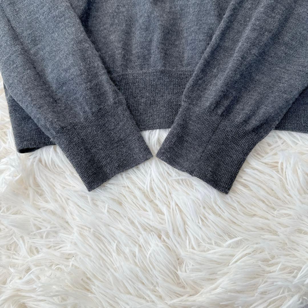 美品　Drawer 18Gクルーネックプルオーバー　カシミヤ　シルク　グレー　２