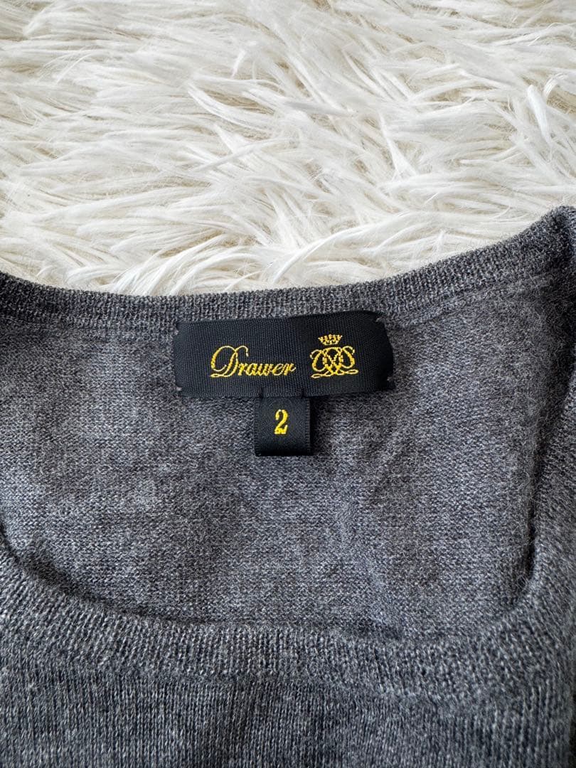 美品　Drawer 18Gクルーネックプルオーバー　カシミヤ　シルク　グレー　２