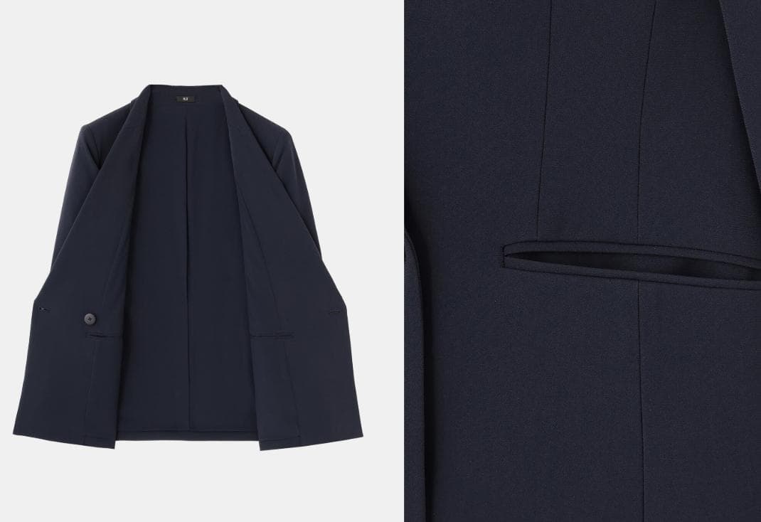 PLST　トリアセブレンドダブルジャケット　テーパードパンツ　ネイビー