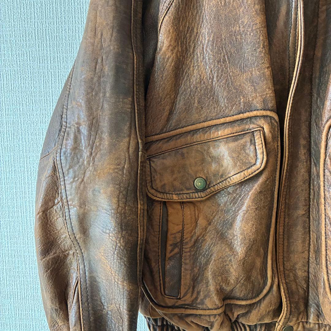 80's ヴィンテージ レザー ボンバージャケット ブラウン A-2 G-1