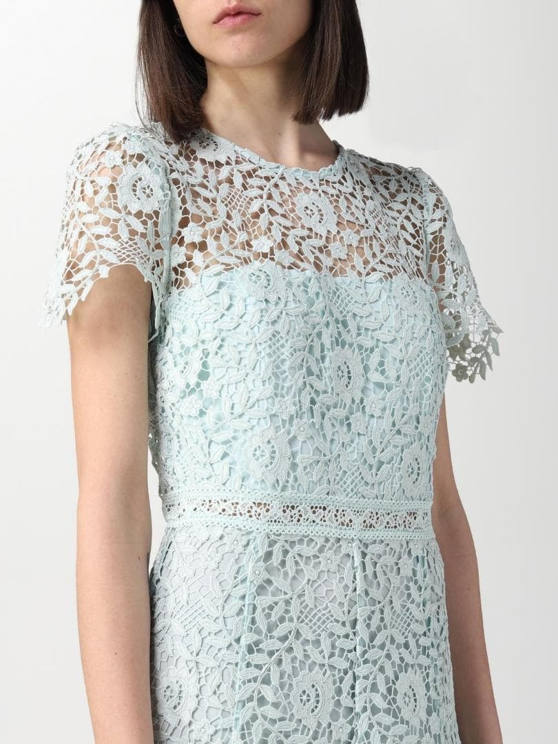 め*ん様 セルフポートレイト ワンピース 花柄 レース 刺繍 グリーン UK8