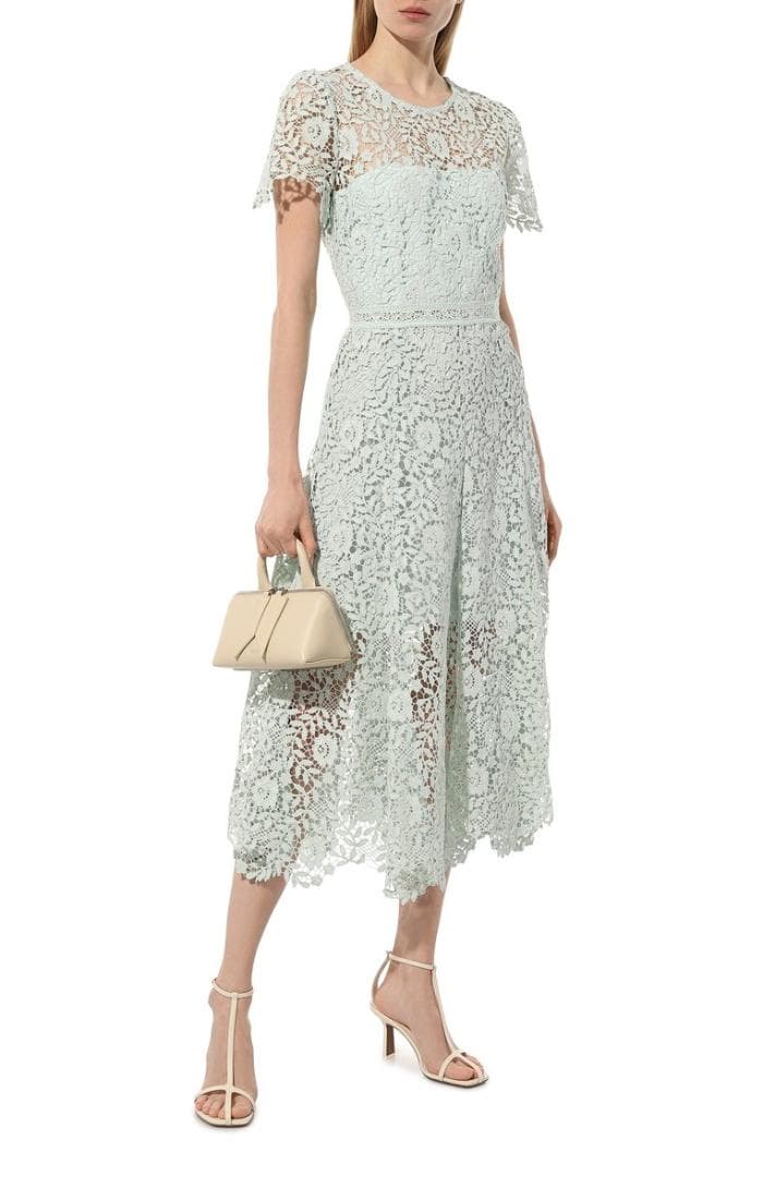 め*ん様 セルフポートレイト ワンピース 花柄 レース 刺繍 グリーン UK8