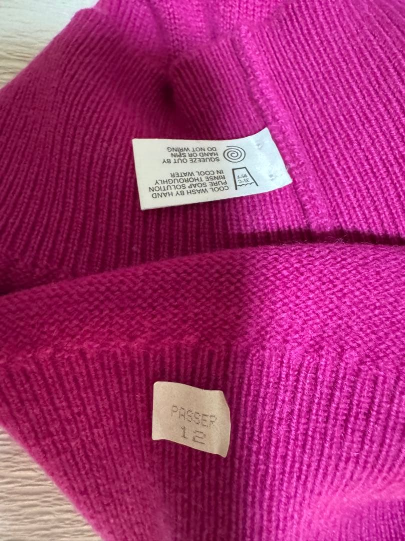 エルメススコットランド製ピュアカシミア マゼンタ柄ーフューシャ系