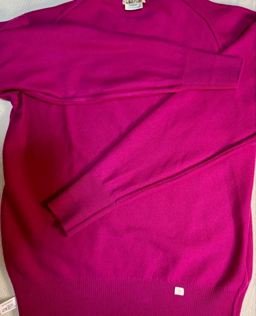 エルメススコットランド製ピュアカシミア マゼンタ柄ーフューシャ系