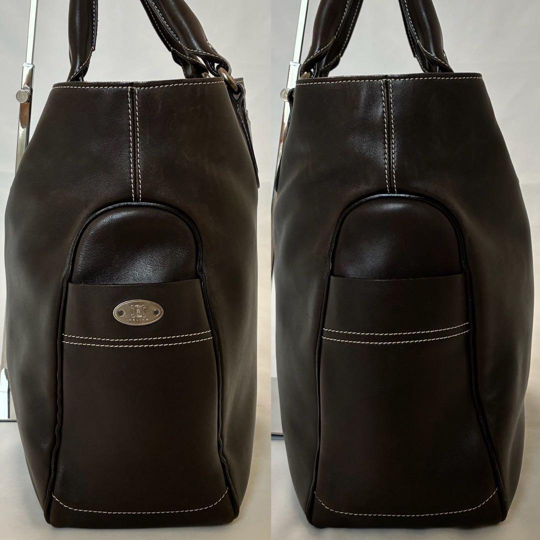 【美品】セリーヌ ブギーバック トートバッグ ビジネス レザー 本革 茶 A4可