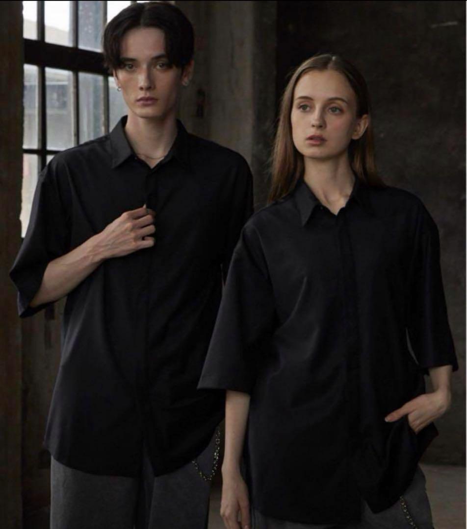 CLEL core. スーパー110ウールシルク 2way半袖シャツ　Mサイズ