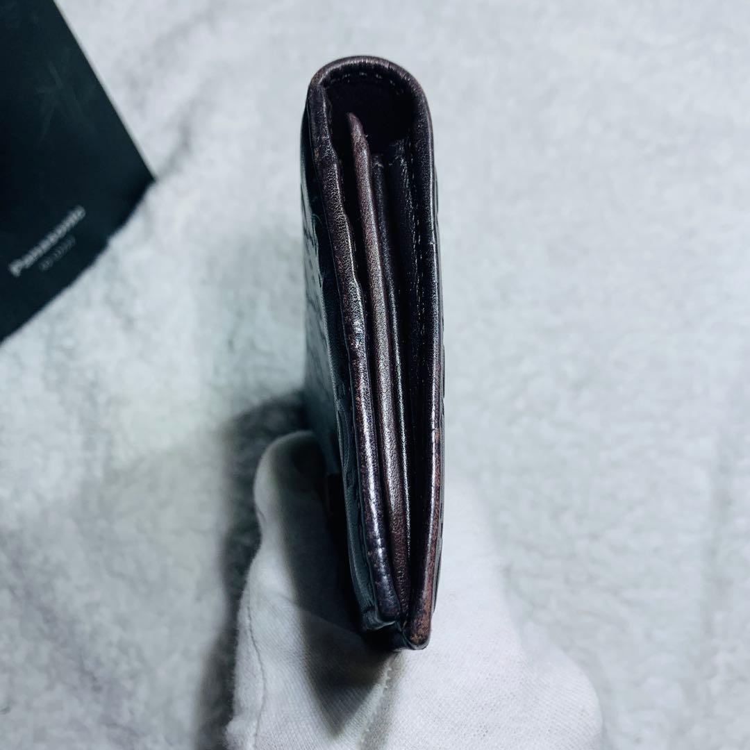 ⭐️GUCCI グッチ 長財布 ダークブラウン シマレザー　19×10×2cm