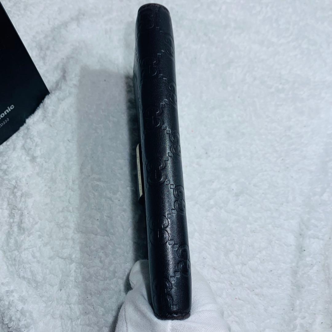 ⭐️GUCCI グッチ 長財布 ダークブラウン シマレザー　19×10×2cm