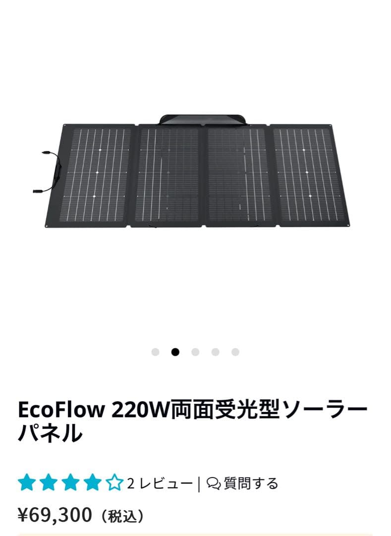 EcoFlow 220W両面受光型ソーラーパネル