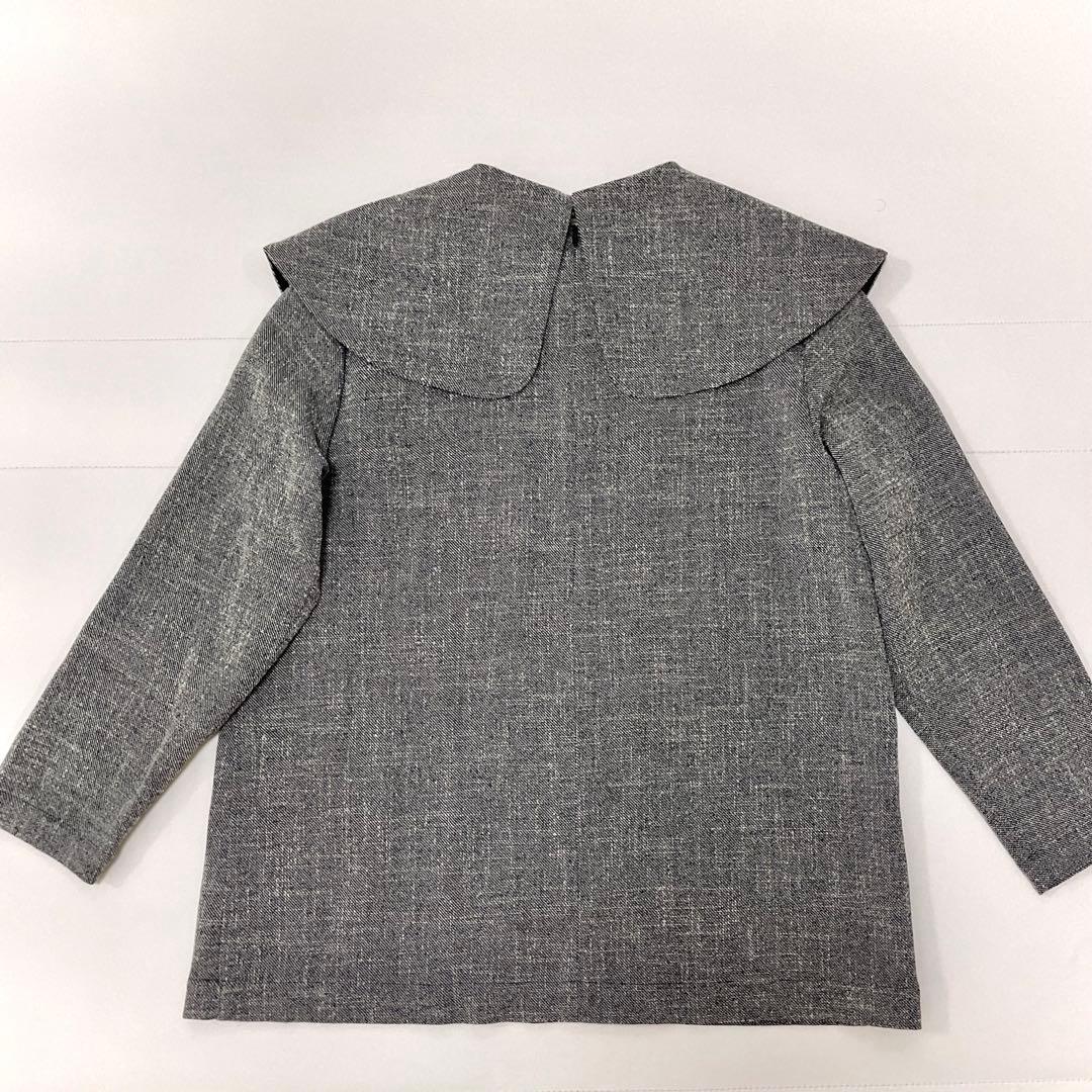 【あーちゃん】yori　スプリングツイードライクブラウス　リボン　グレー