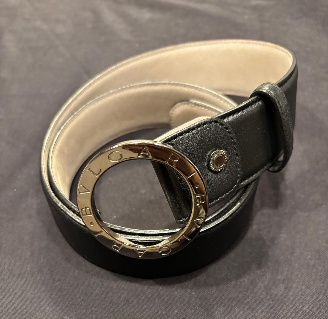 【美品】BVLGARI ブルガリ レザーベルト 44/110 ブラック