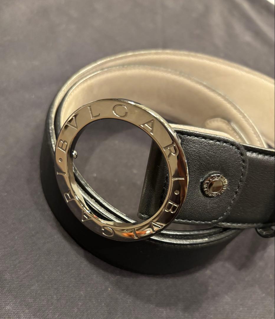 【美品】BVLGARI ブルガリ レザーベルト 44/110 ブラック