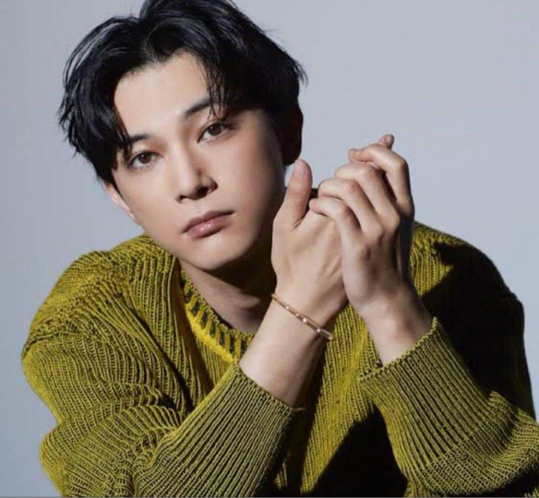 定価6万超 OUAT コットン ニット イエローXブラック 吉沢亮着用 M