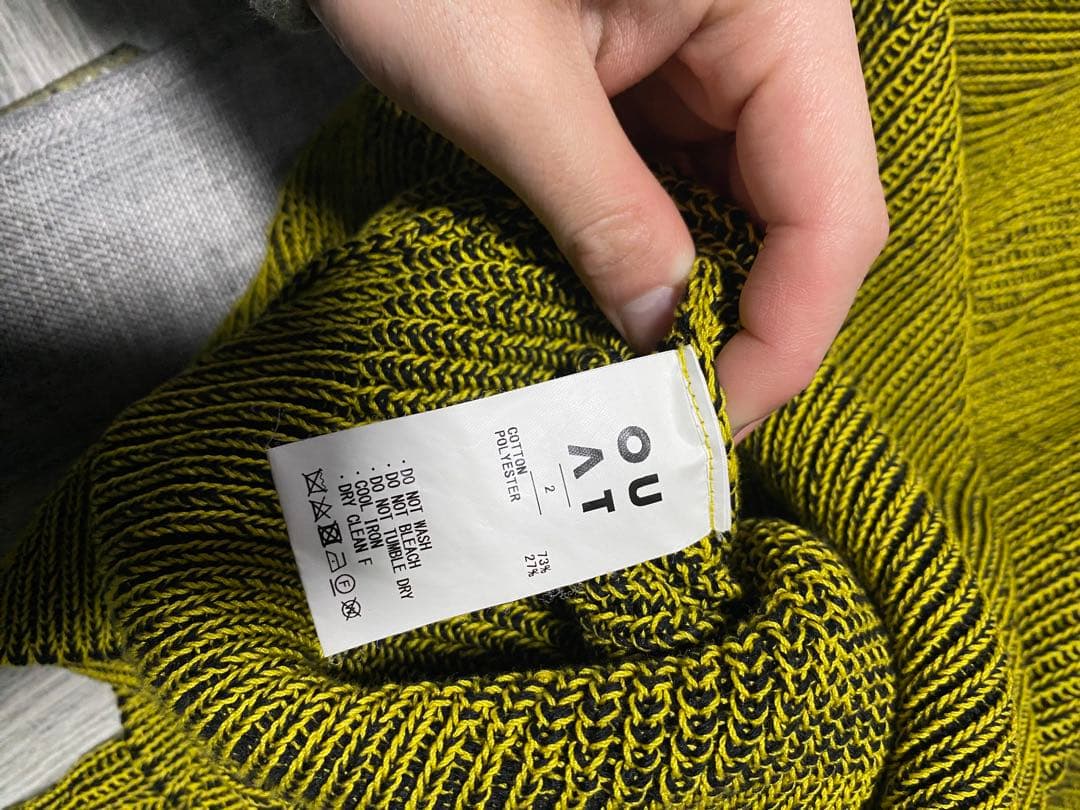 定価6万超 OUAT コットン ニット イエローXブラック 吉沢亮着用 M