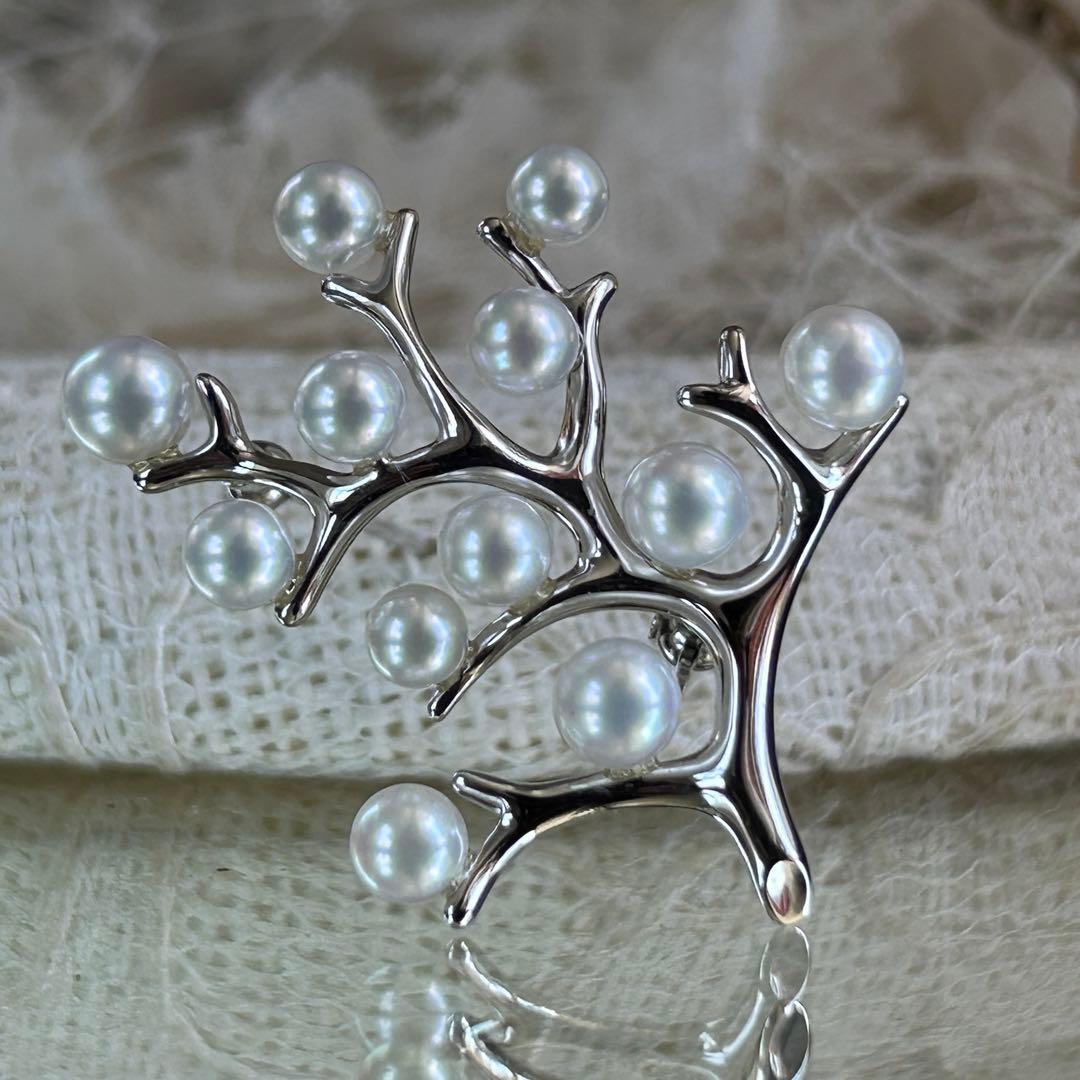 MIKIMOTO 幸福の木ブローチSサイズ　silverベビーあこや