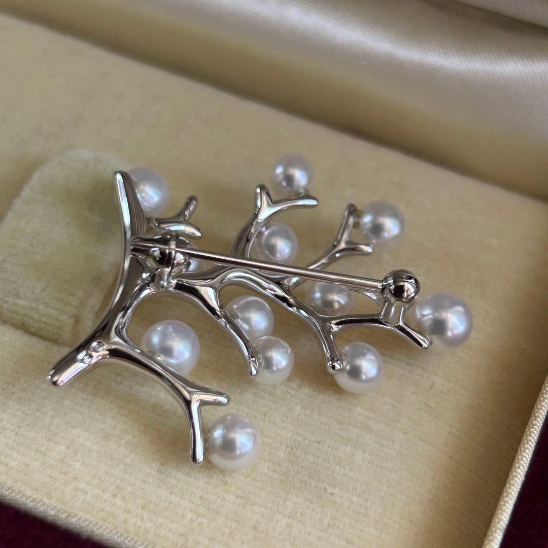 MIKIMOTO 幸福の木ブローチSサイズ　silverベビーあこや